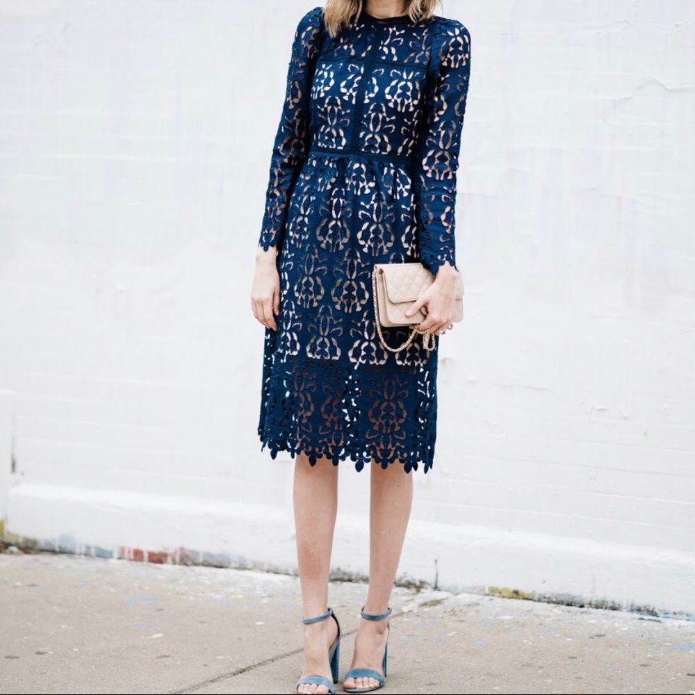 Zara blue lace midi dress